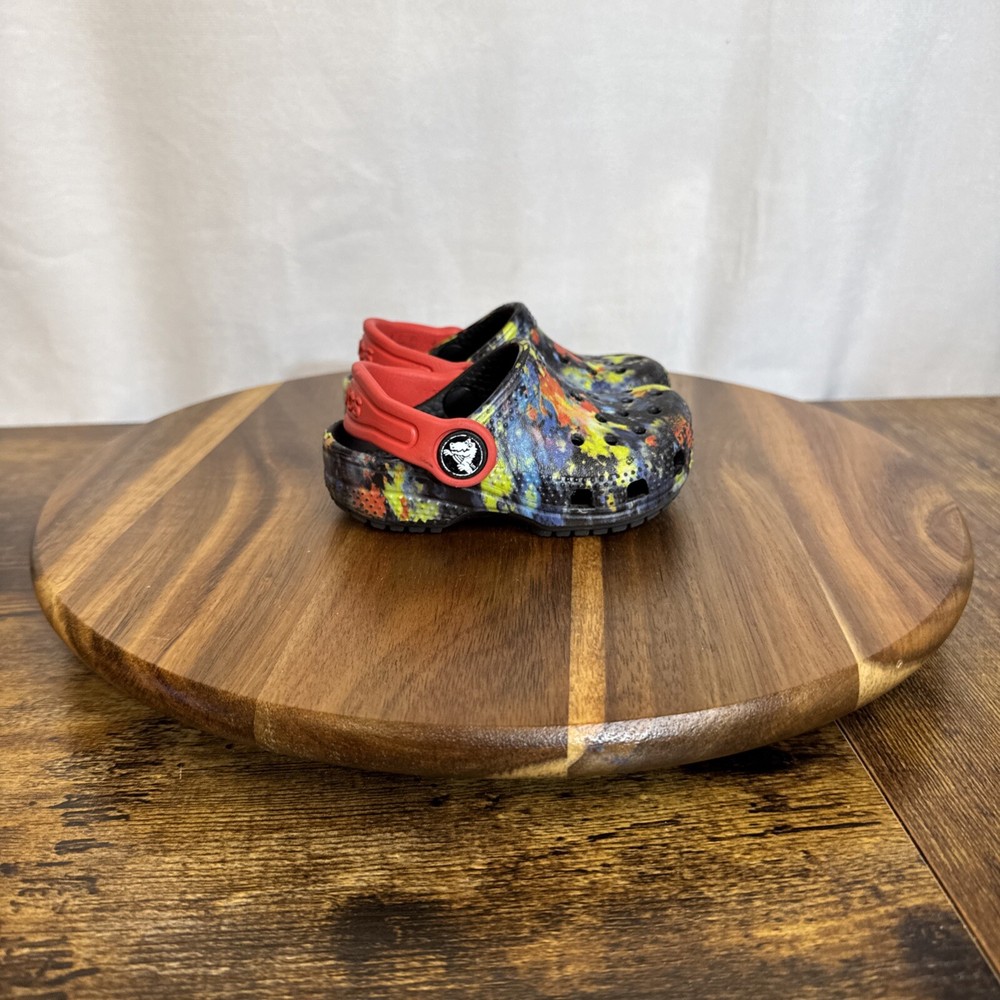 Crocs Kids Classic TieDye Multi Color Graphic Clog Rainbow 206994 Baby Size C4