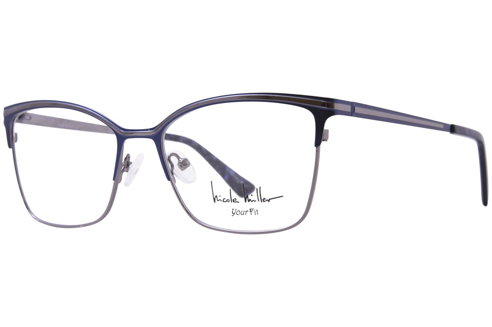 Nicole Miller Madagascar C03 Eyeglasses Frame Women's Matte Navy/Gunmetal 56mm