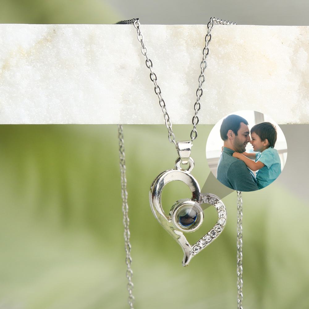 Personalized Icy Heart Photo Projection Necklace • Anniversary Gift for Friend
