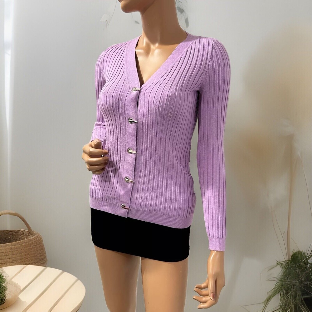 white house black market lilac cardigan Size XXS Unique Closing  Long Sleeve