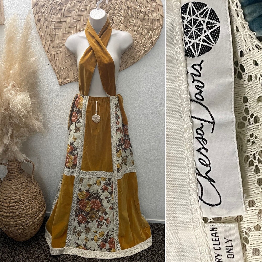 Vintage 70s Designer Chessa Davis Sex Symbol  Patchwork Velvet Skirt Hippie Boho