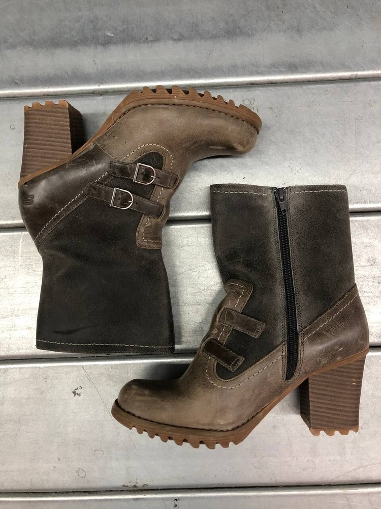 Skechers Boots Womens 9 Brown Leather Y2K Style Zip Up