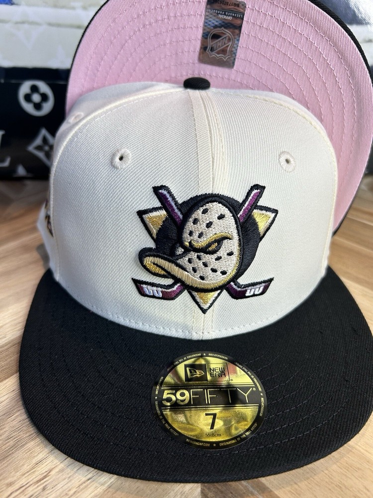 New Era Prociety Rahnni Mighty Ducks NHL White Hat 7 Pink UV Rare Sold Out