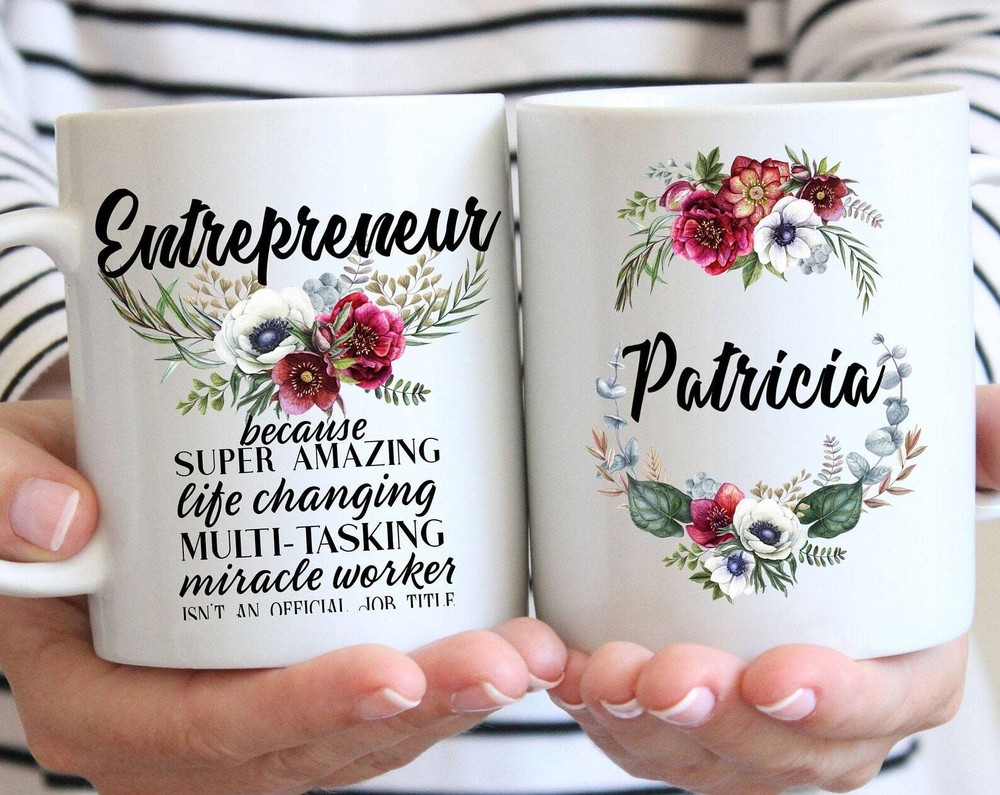 Personalized Entrepreneur Gift For Women L Custom Name Floral Cup L Thank You