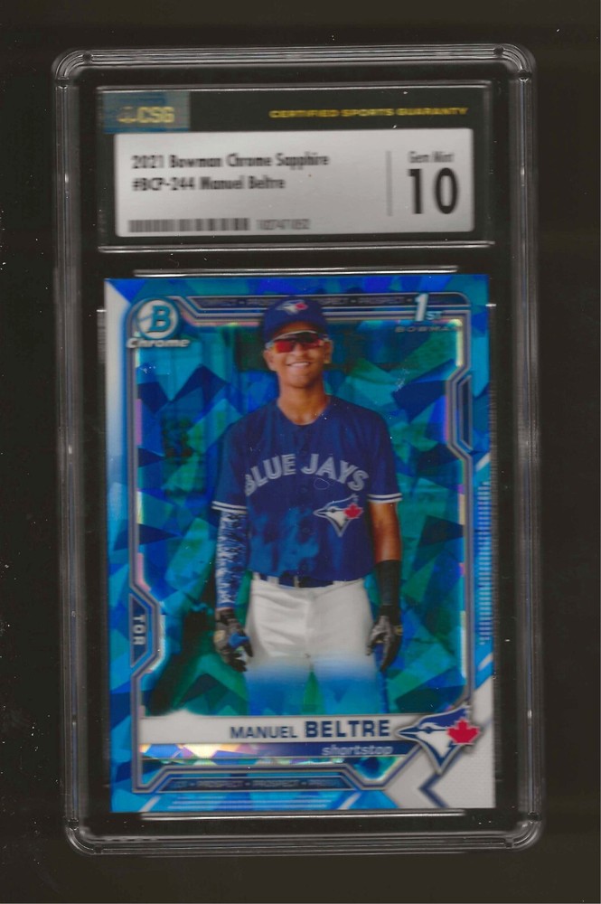 2021 Bowman Chrome Sapphire Manuel Beltre 1st RC CSG 10 GEM MINT