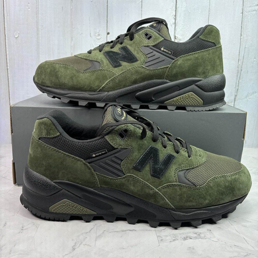 New Balance 580 Gore-Tex Kombu Black Mens Sz 8 Olive Green Black MT580RBL No Lid
