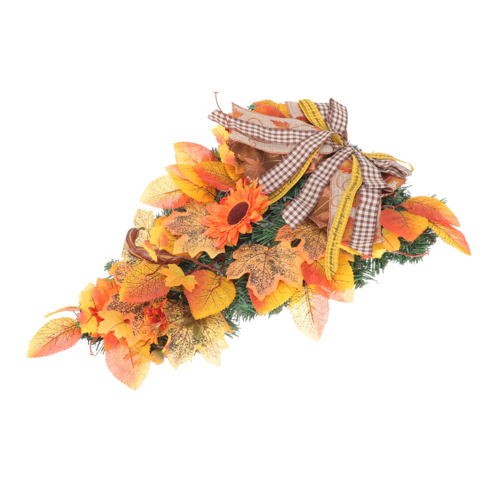 Fall Harvest Thanksgiving Wreath with Artificial Maple Leaves