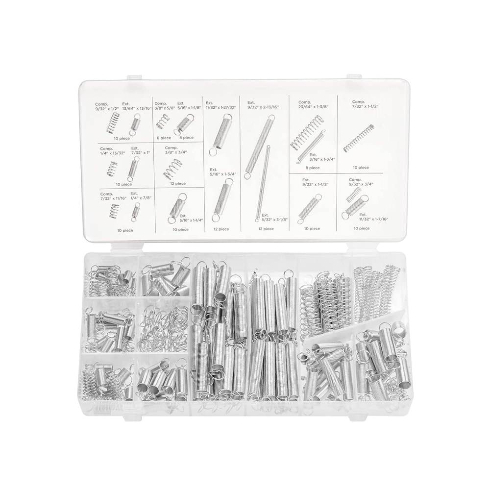 200-Piece Spring Assortment Kit with Extension & Compression Springs