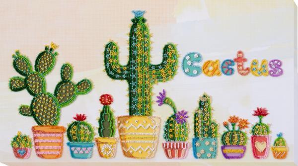 Bead embroidery kit Cactuses needlework kit Art canvas beadwork pattern
