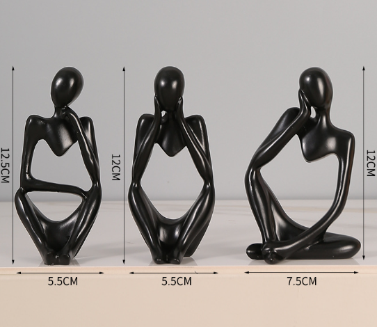 Mini abstract character ornaments for home decor, resin crafts, 3-piece set