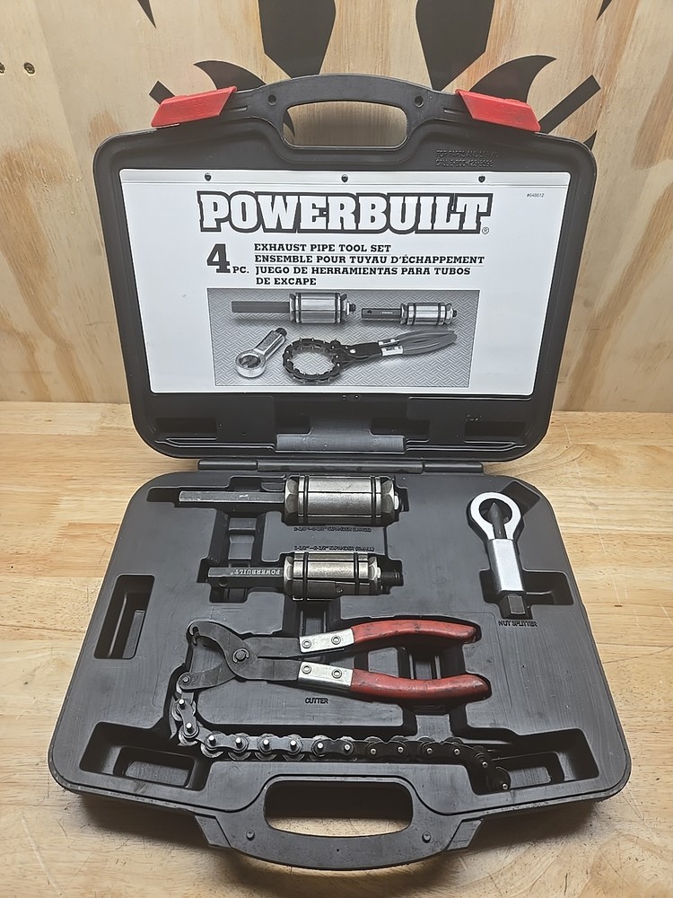 Powerbuilt 4 Pc Exhaust Pipe Tool Set Expander Cutter Pliers w/ Case