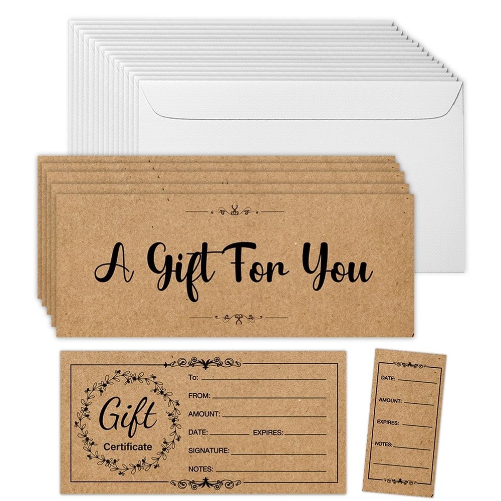 50-Pack Premium Blank Gift Certificates - Elegant Gold Foil Business Vouchers