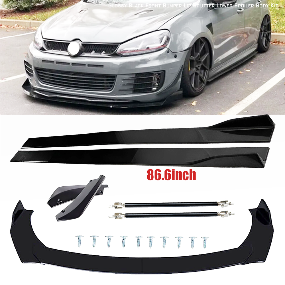 Glossy Black Front & Rear Bumper Lip Splitter Spoiler for Volvo V40 S40 S60 S90