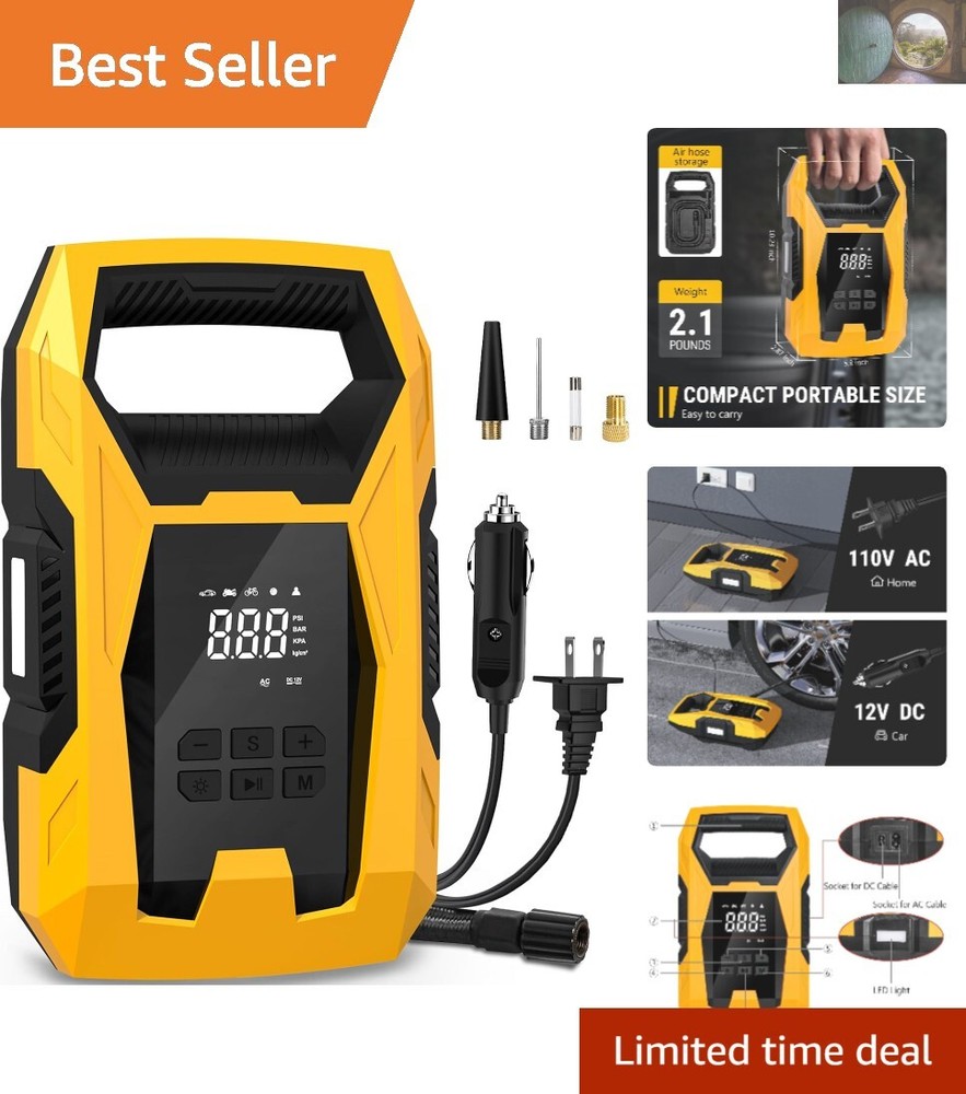 High-Pressure Dual Power Tire Pump: Fast 150 psi Inflator for Home & Vehicles