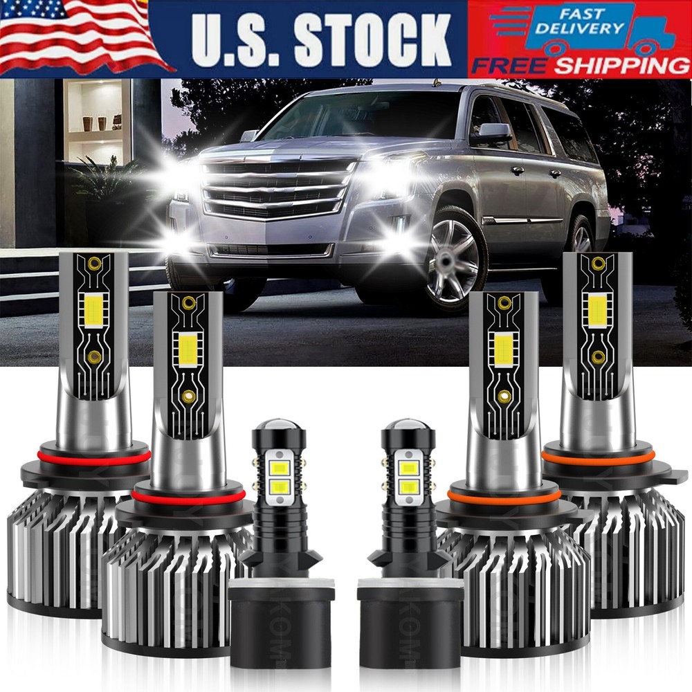 For Cadillac Escalade 2002 6X LED Headlight High Low Beam Fog Light Bulbs Kit