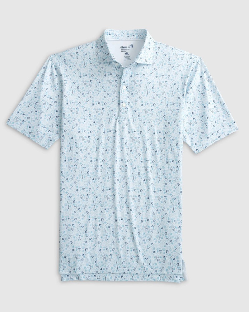 johnnie-O Tacos Y Tequila Printed Jersey Performance Polo Permafrost Size S