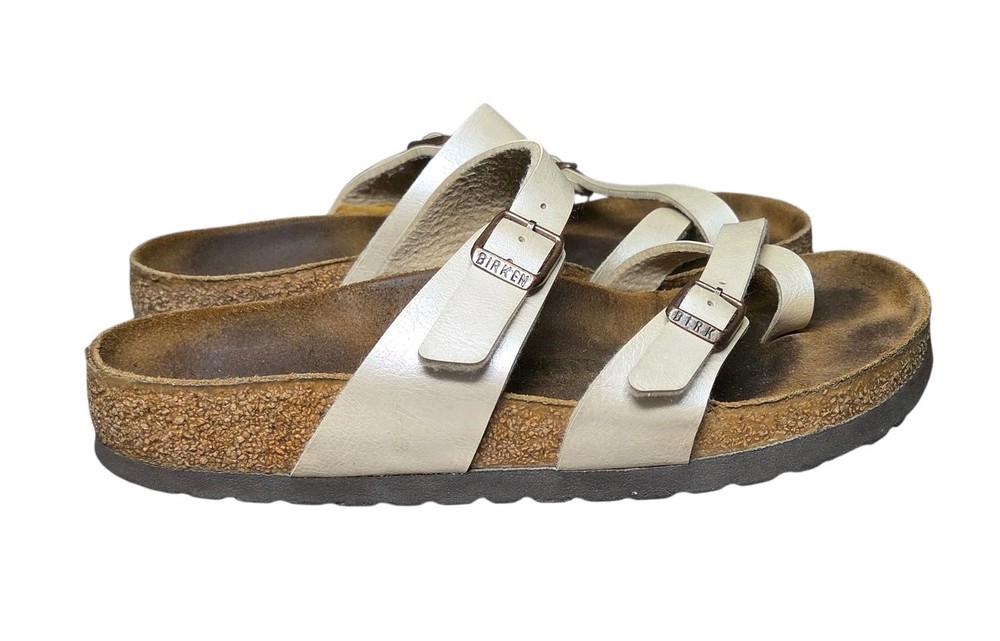 Birkenstock Mayari Birko Flor Graceful Pearl White Sandals Size 37 US 6