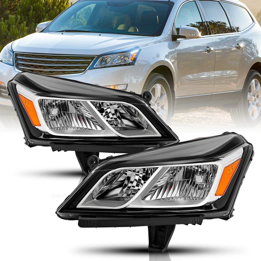 Headlights For 2013-2017 Chevy Traverse Chrome Headlamps LH+RH Sets 13-17