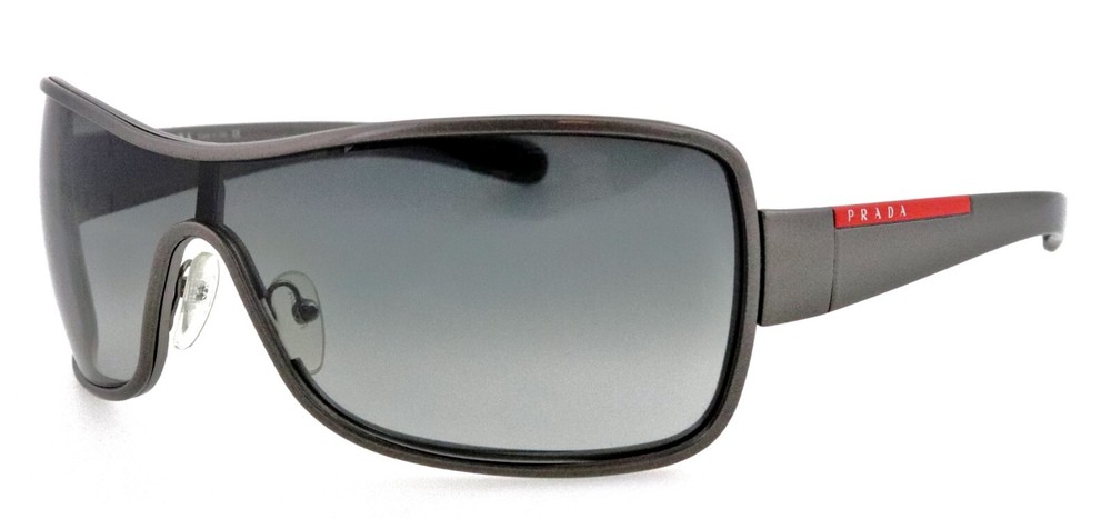 Vintage PRADA SPS55G Gray Shield Wrap Monolens Sunglasses Made in Italy