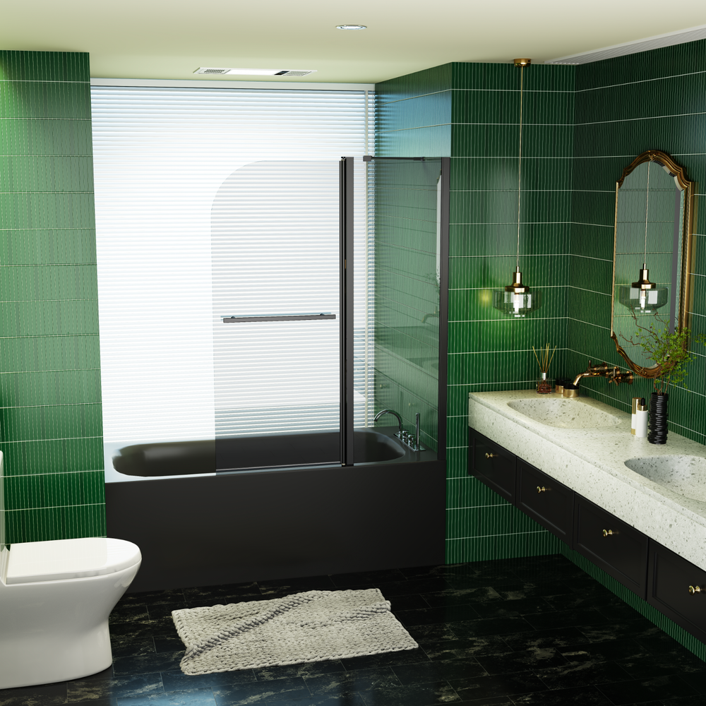 43''x58'' Folding  Pivot Shower Doors for Bathtub, 1/4