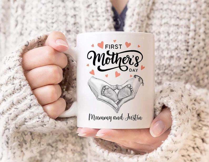 Personalized Mothers Day Mug Gift For New Mom From Daughter Or Son First