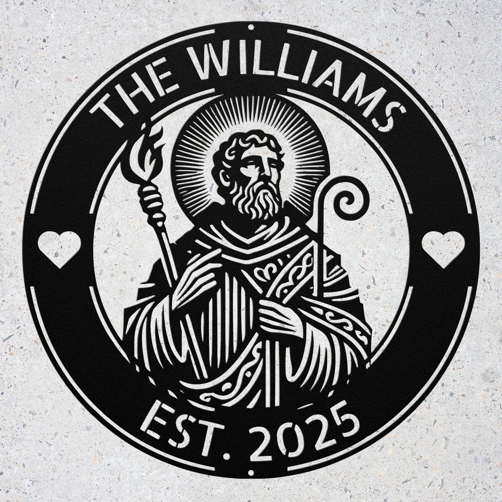 Custom Saint Judas Metal Sign Family Name Address Plaque for Home Office Decor