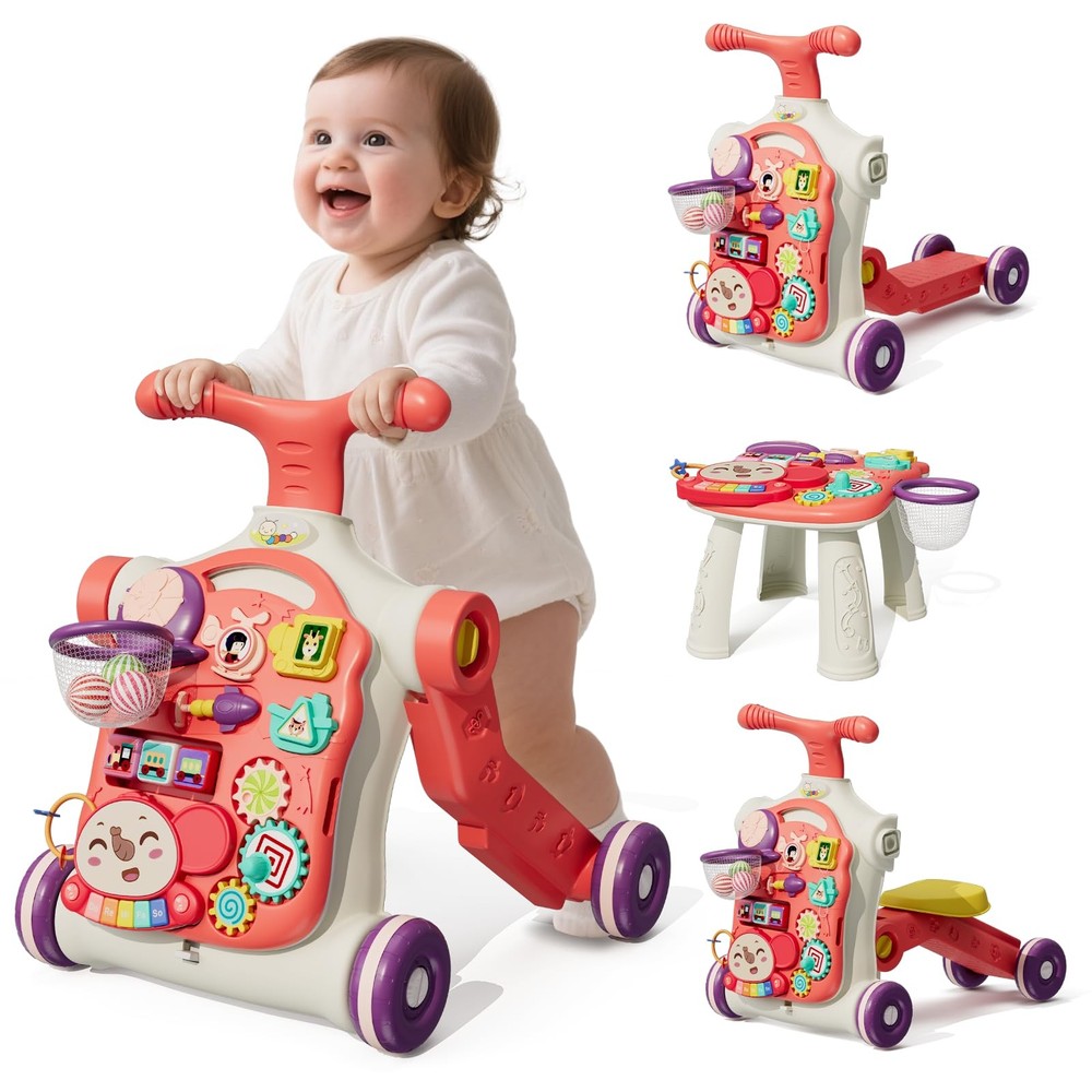 Upgraded 5 in 1 Baby Walker and Activity Center for Baby Girl, Learning to Wa...