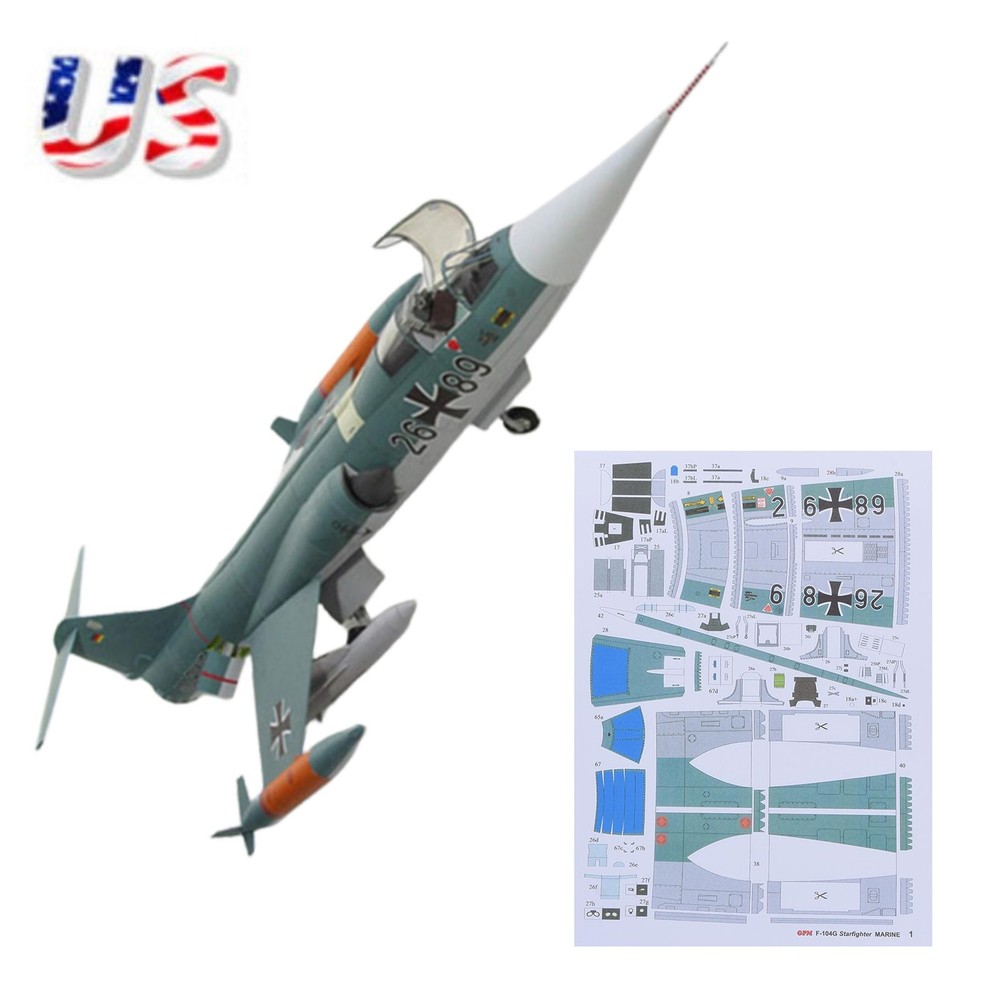 DIY 1/33 US F-104G Star Fighter Plane Paper Model Military Puzzle Kit Collection