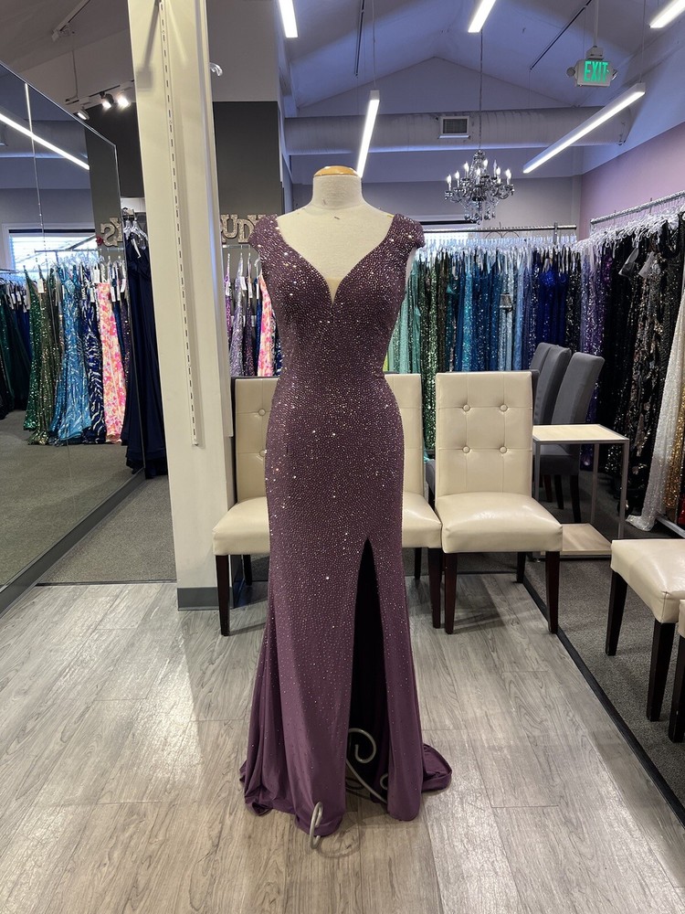 Madeline Gardner NY Orchid Crystal Studded Formal Gown Size 8