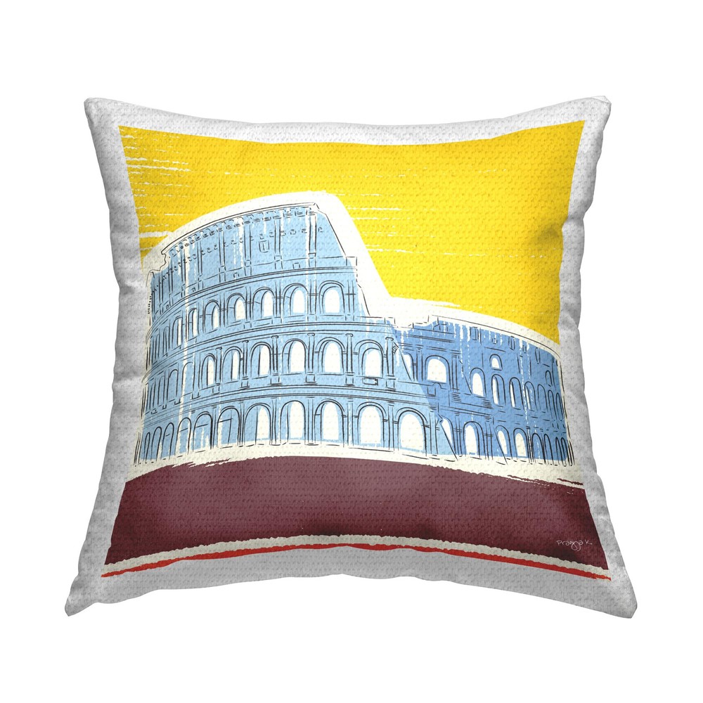 Yellow Colosseum Landscape Outdoor Printed Pillow 18x18 Inch
