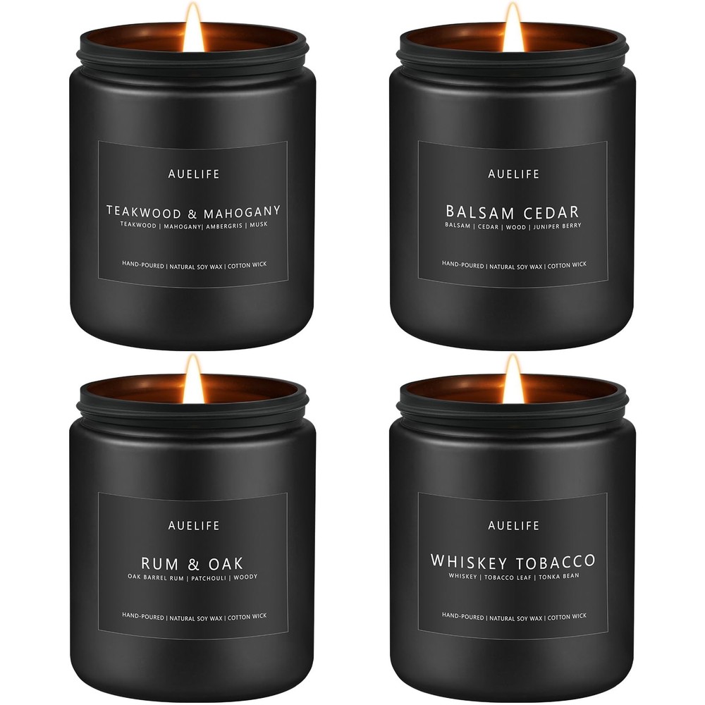 Masculine Scented Soy Candles Set - Perfect Candle Gift for Men