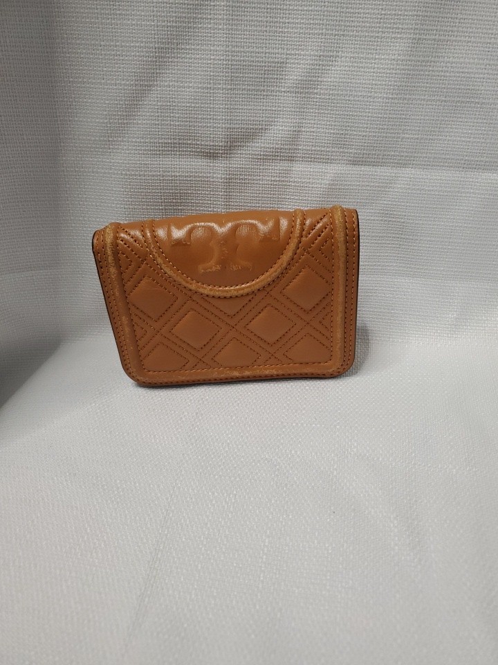 Tory Burch Nebbiolo Soft Waxed Leather Mini Compact Zip Around Wallet NWT