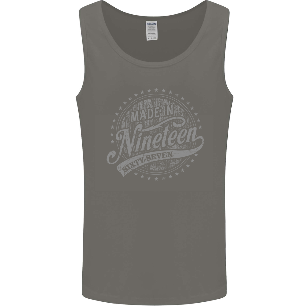 Distressed 58th Birthday Made In 1967 Mens Vest Tank Top Charcoal