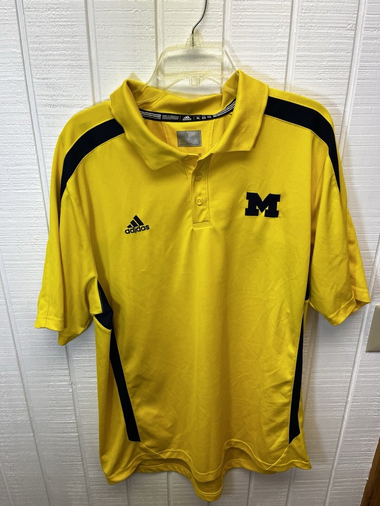 Men’s XL Maize/Blue Adidas Climalite Michigan Polo