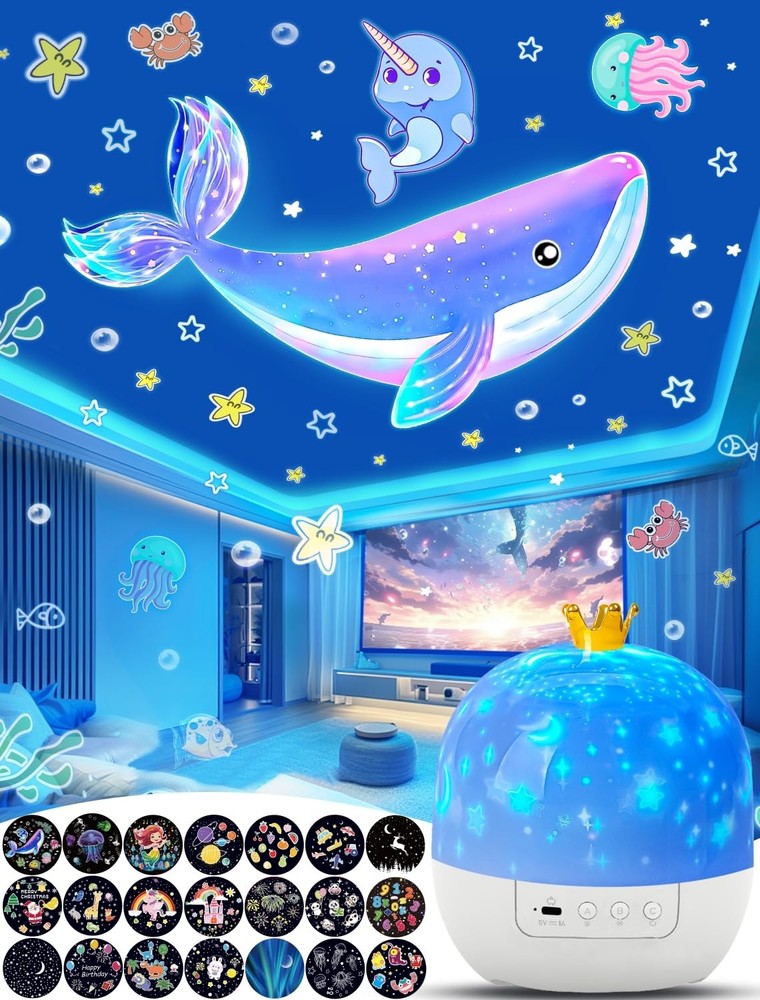 Projector Night Light For Kids + 21 Sets Of Films Kids Night Light Projector