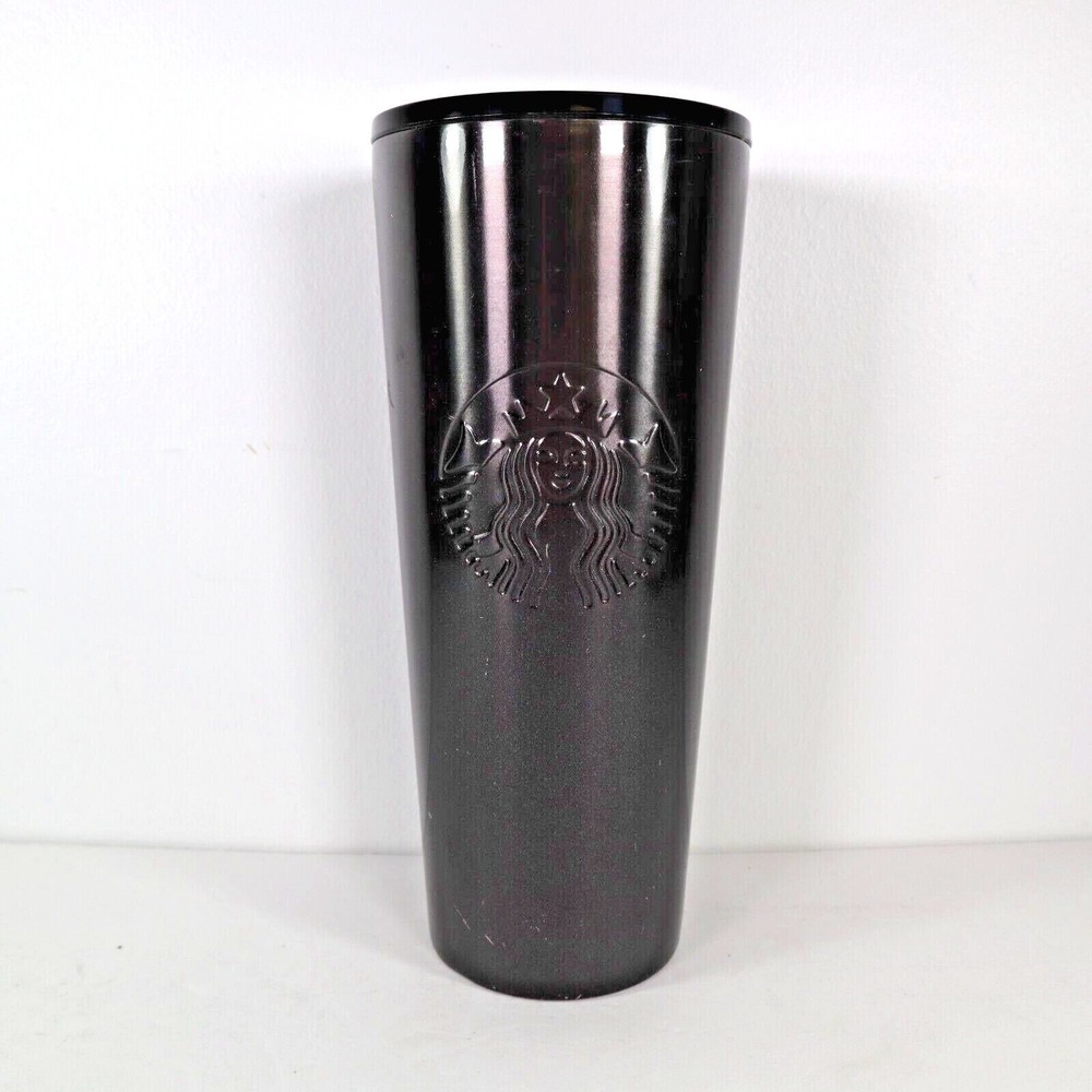 Starbucks 24oz Black Glitter Gradient Steel Cold Cup Holiday 2019  