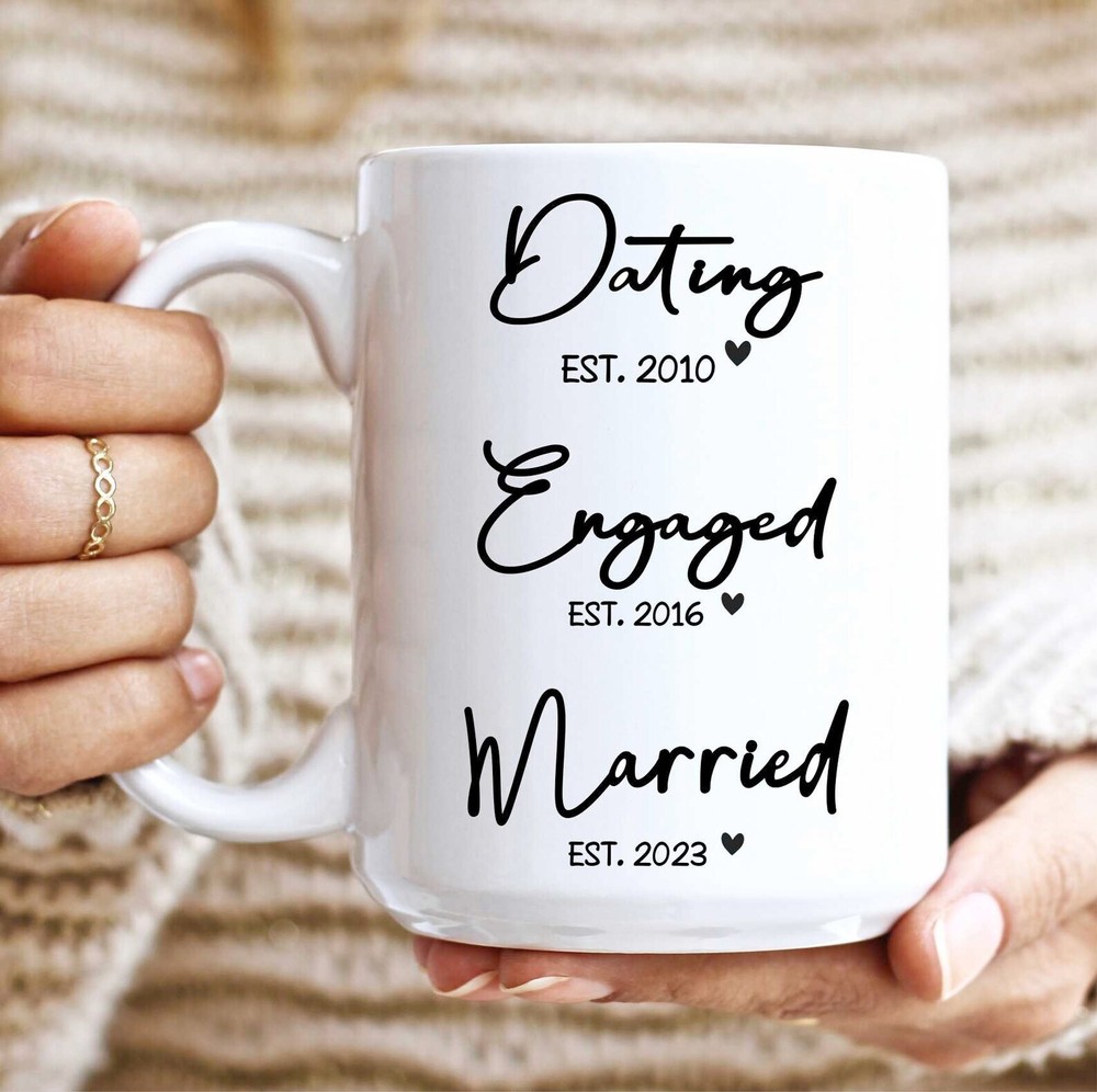 Personalized Dating Engaged Married Mug Valentines Day Gift For Him Wedding Gift