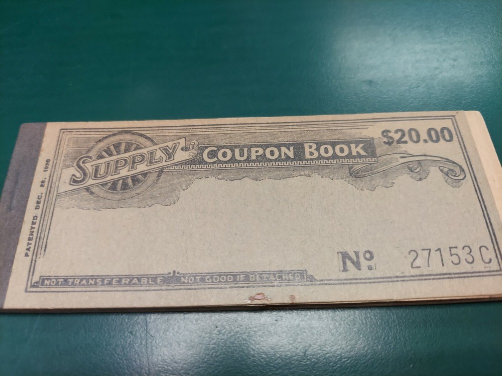 Vintage 1920' s  $ 20.00 Gasoline Coupon Book Supply 27153 C  RF3-image