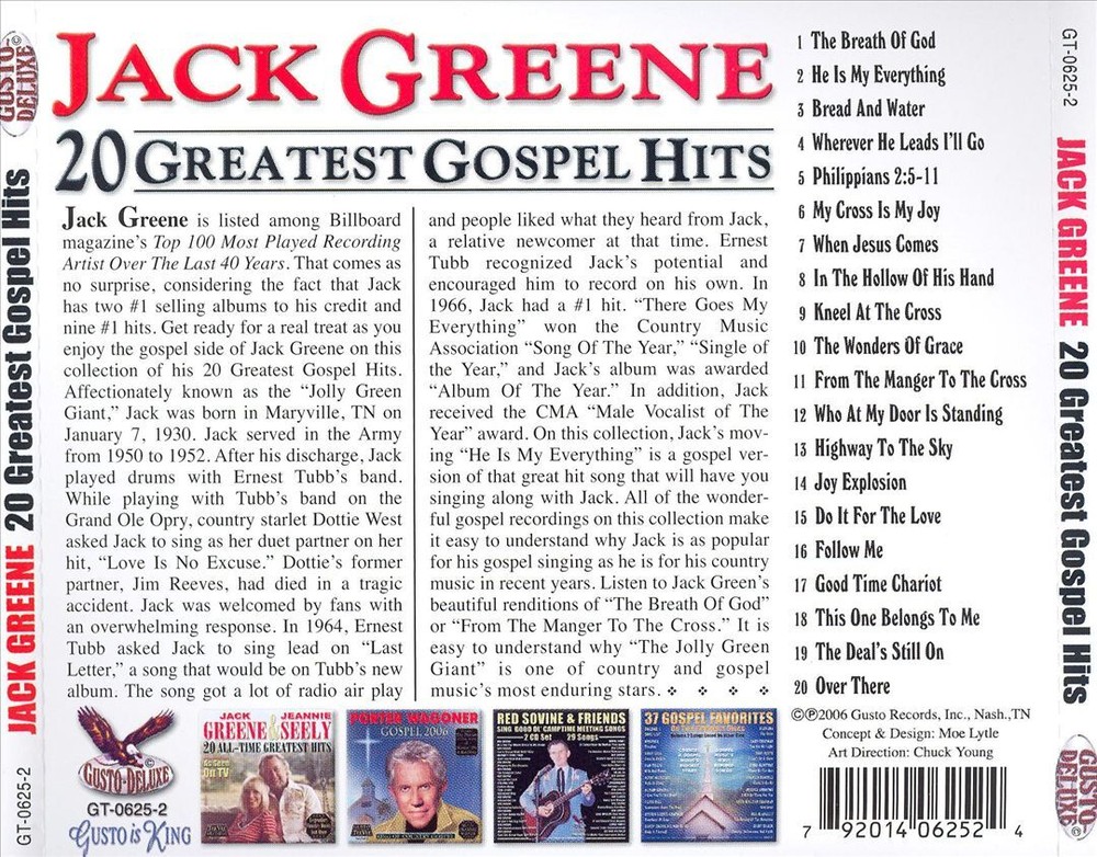 JACK GREENE 20 GREATEST GOSPEL HITS NEW CD
