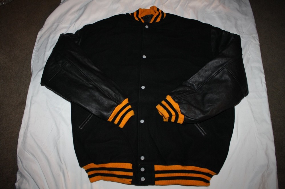 Vintage STEWART STRAUSS Letterman Jacket MENS Wool LEATHER BENGALS ORIOLES 3X TL