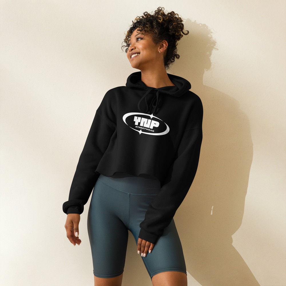 Yahweh's Narrow Path Black Oversized logo Crop Hoodie