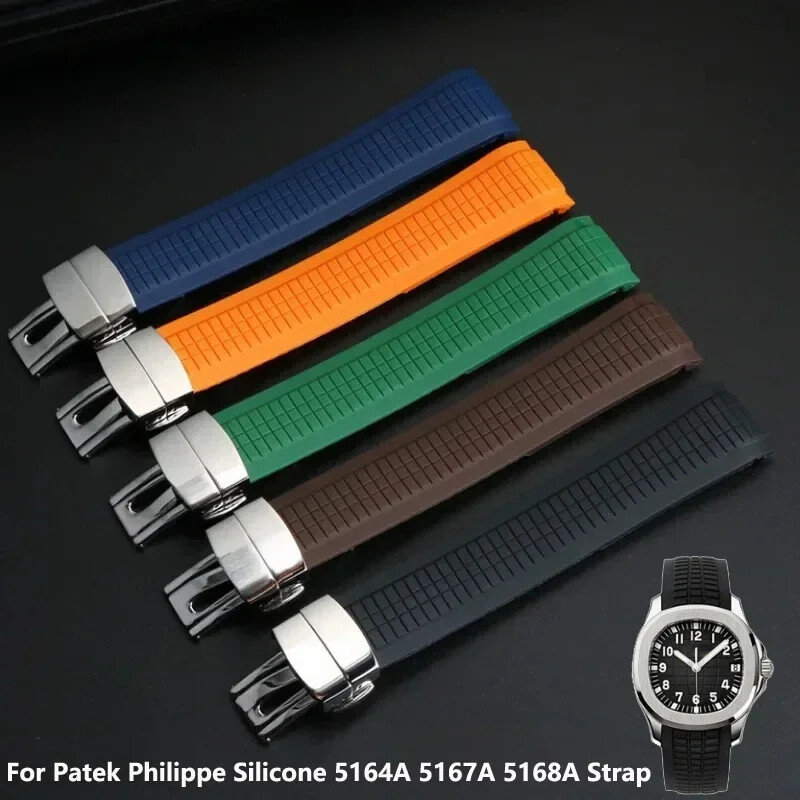 Rubber Watch Strap for Patek Philippe Aquanaut 5164A 5168A 21mm Folding Buckle