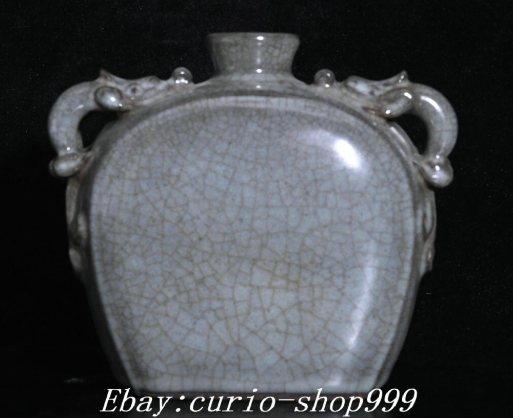 6.6 Inch Song Dynasty Guan Kiln Dragon Beast Fengshui Porcelain Vase