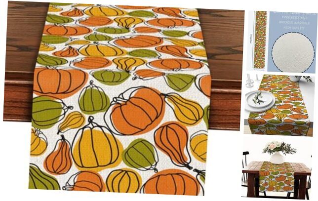 Pumpkin Fall Table Runner Autumn Harvest Thanksgiving Holiday Pumpkin09