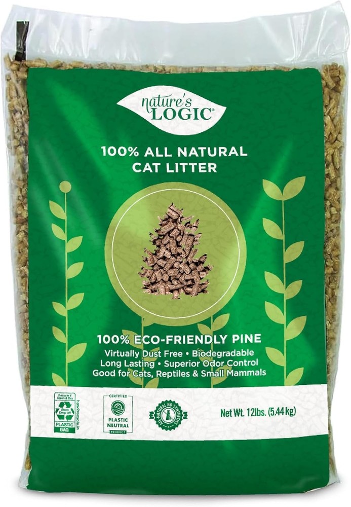 Nature's Logic 100% Natural Pine Pellet Cat Litter - 100% Ponderosa Pine, Dust-F