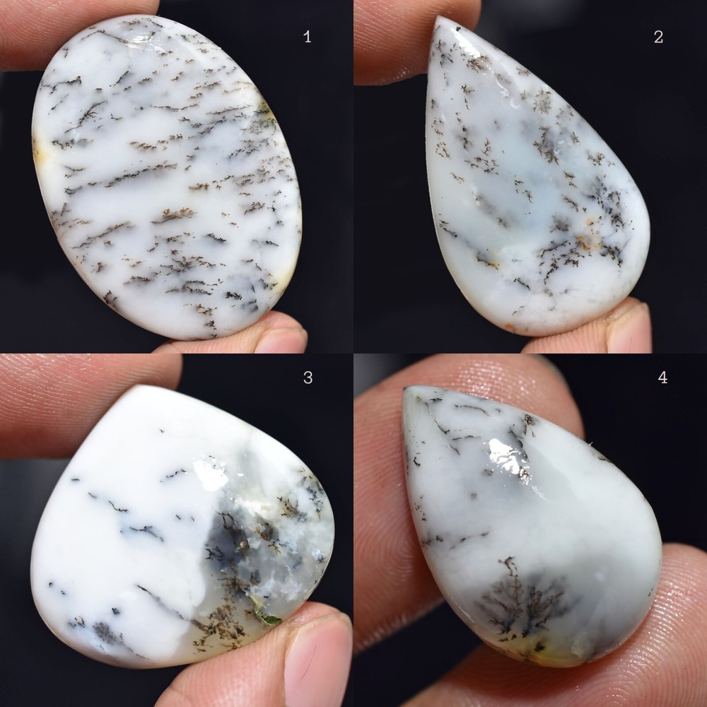 Natural White Dendrite Opal Loose Mix Shape Gemstone Hand Polished Wholesale Cab