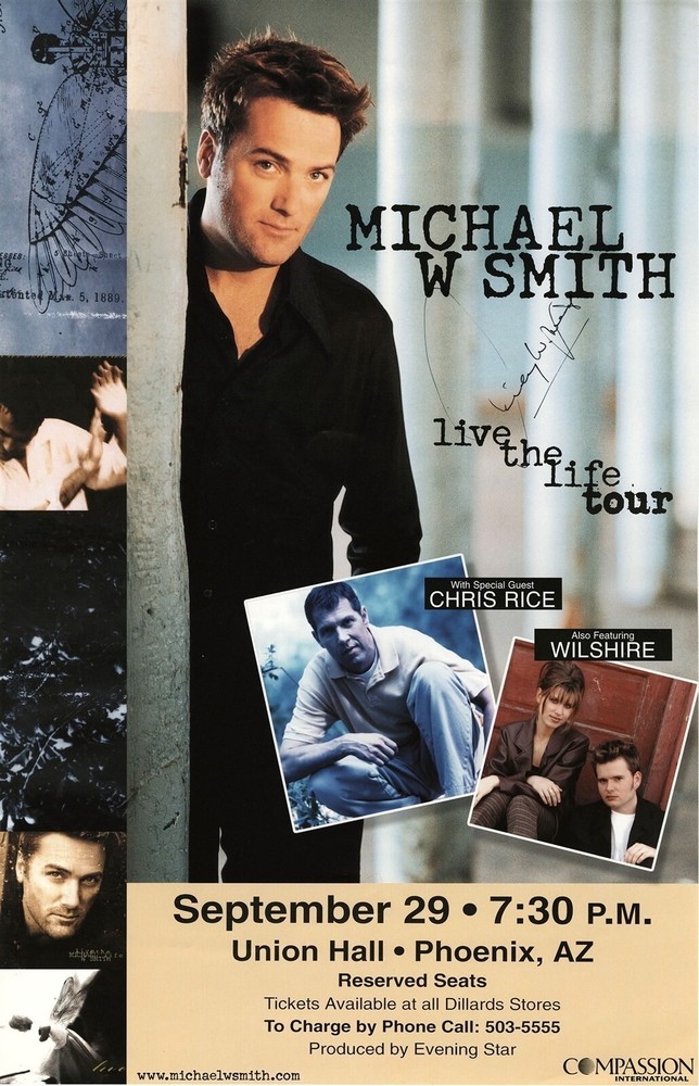 Michael W. Smith 1998 concert tour autographed memorabilia collectible poster
