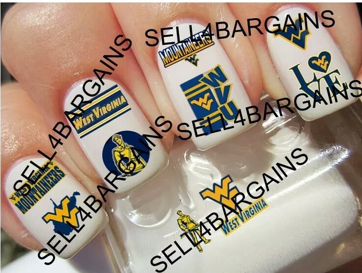 WEST VIRGINIA WV MOUNTAINEERS》10 Different Designs》Nail Art Decals