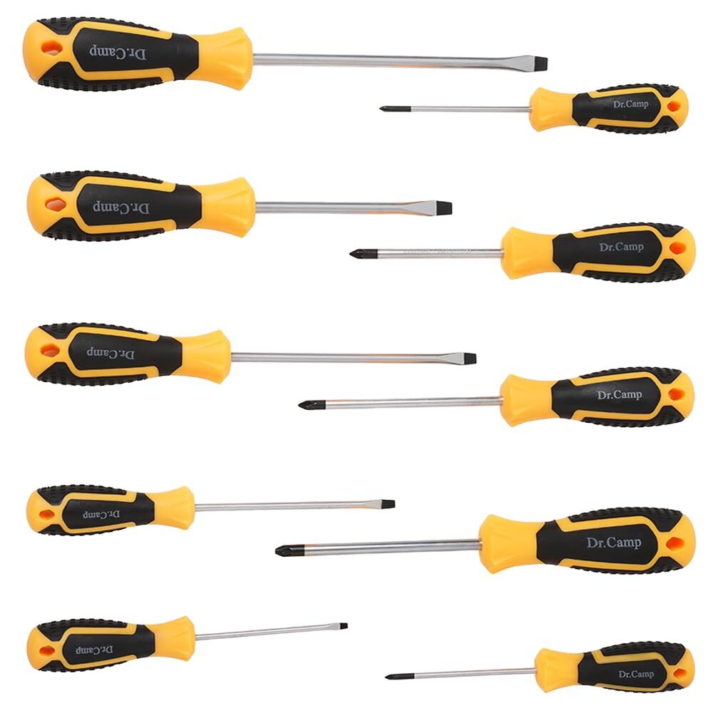 Dr Camp 10-Piece Assorted Screwdriver Set in Yellow and Black