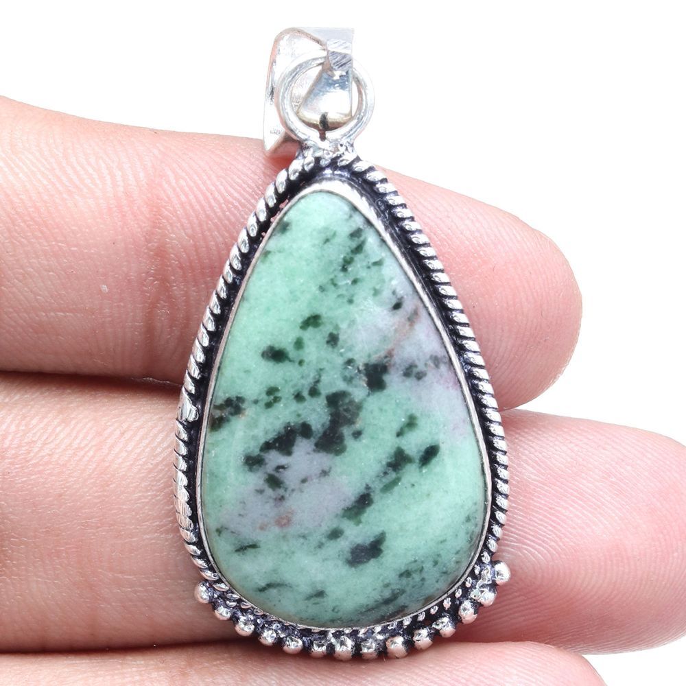 Ruby Zoisite Silver Pendant Gemstone Jewelry Gift for Her 2 Inch